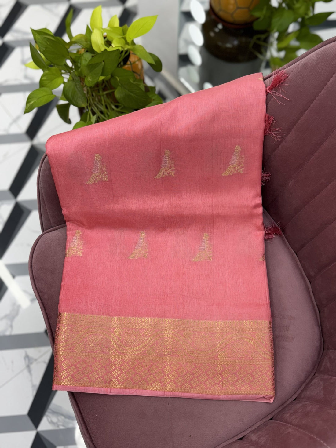 Peach Soft Tussar Saree