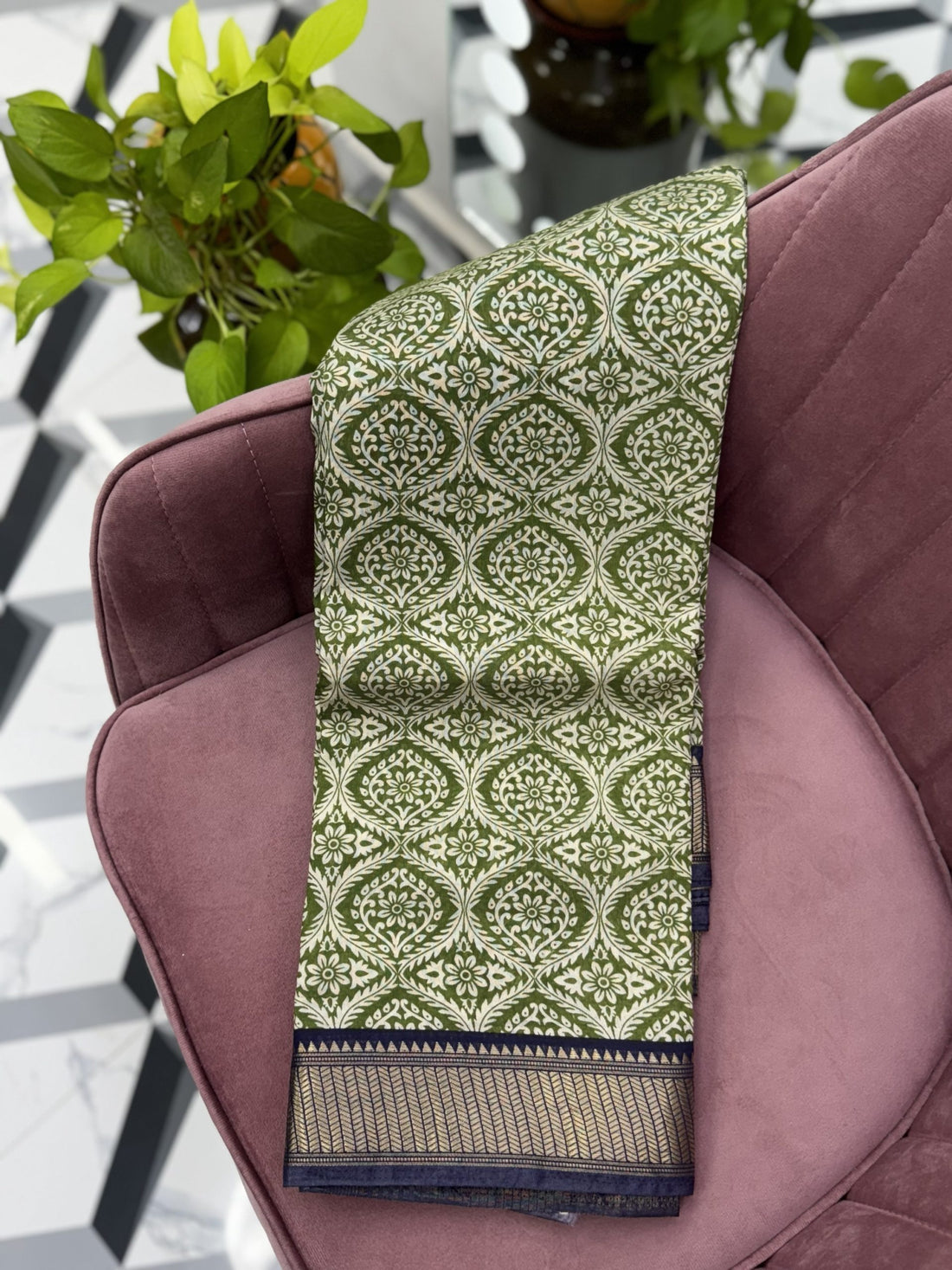 Green Maheswari Silk Saree