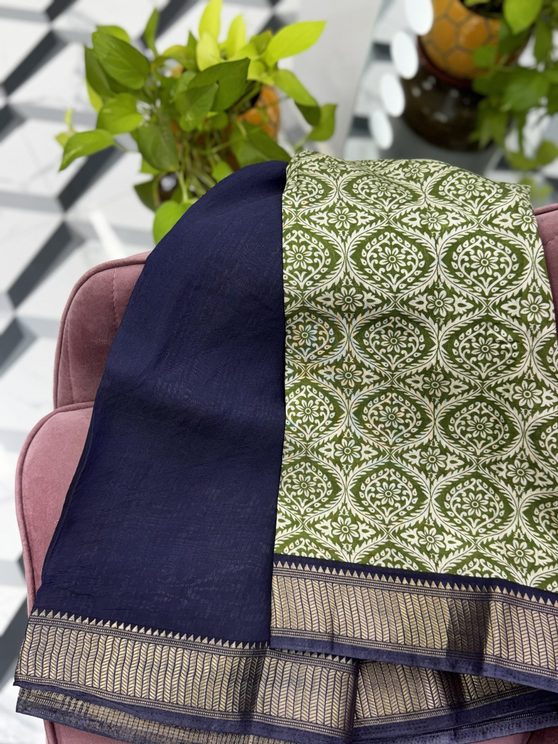 Green Maheswari Silk Saree