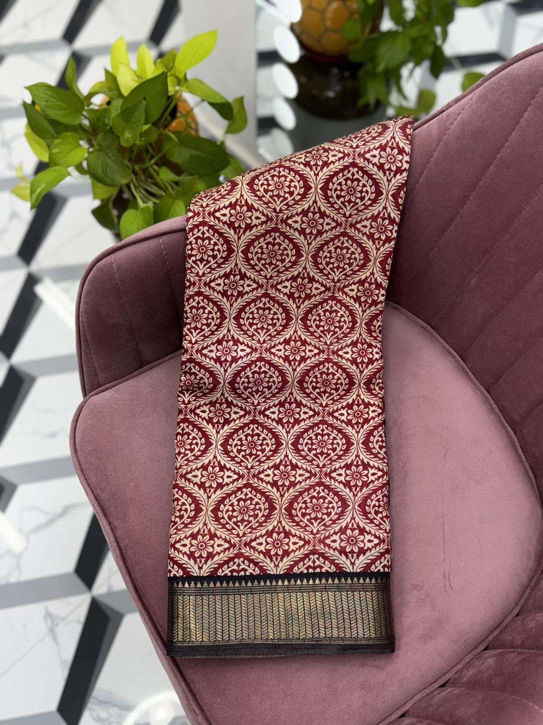 Red Maheswari Silk Saree