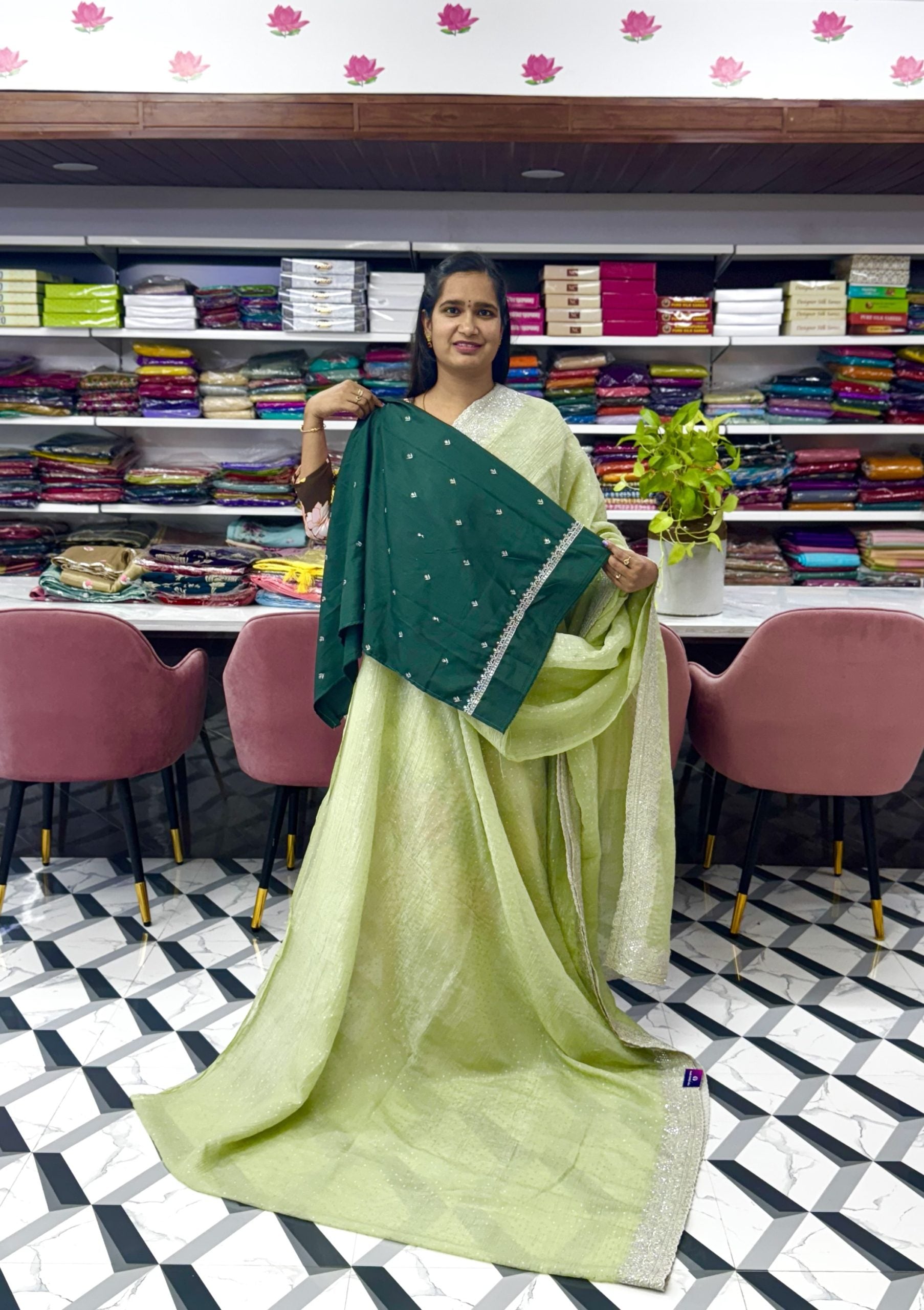 Green Fancy Crush Saree