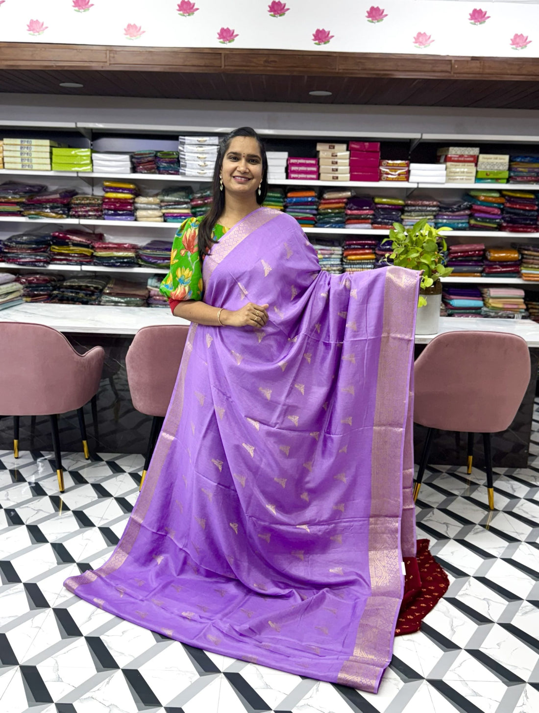 Lavender Soft Tussar Saree
