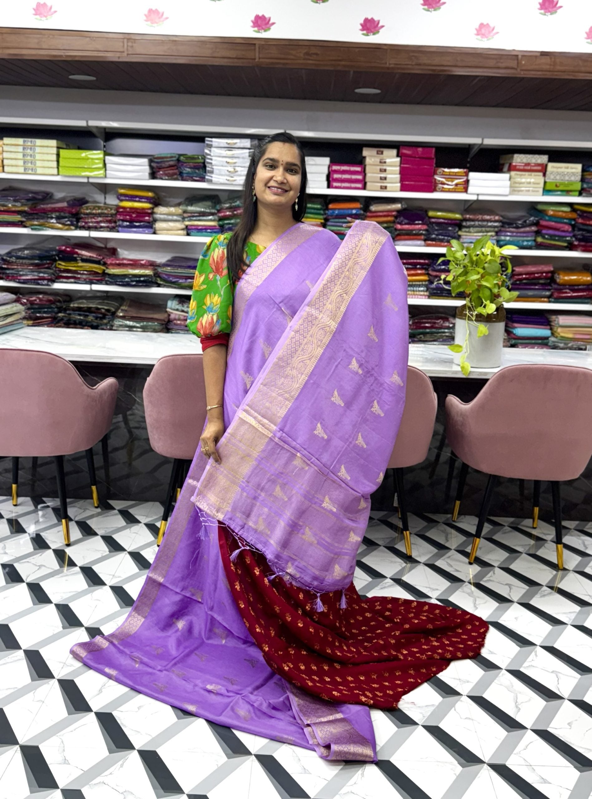 Lavender Soft Tussar Saree