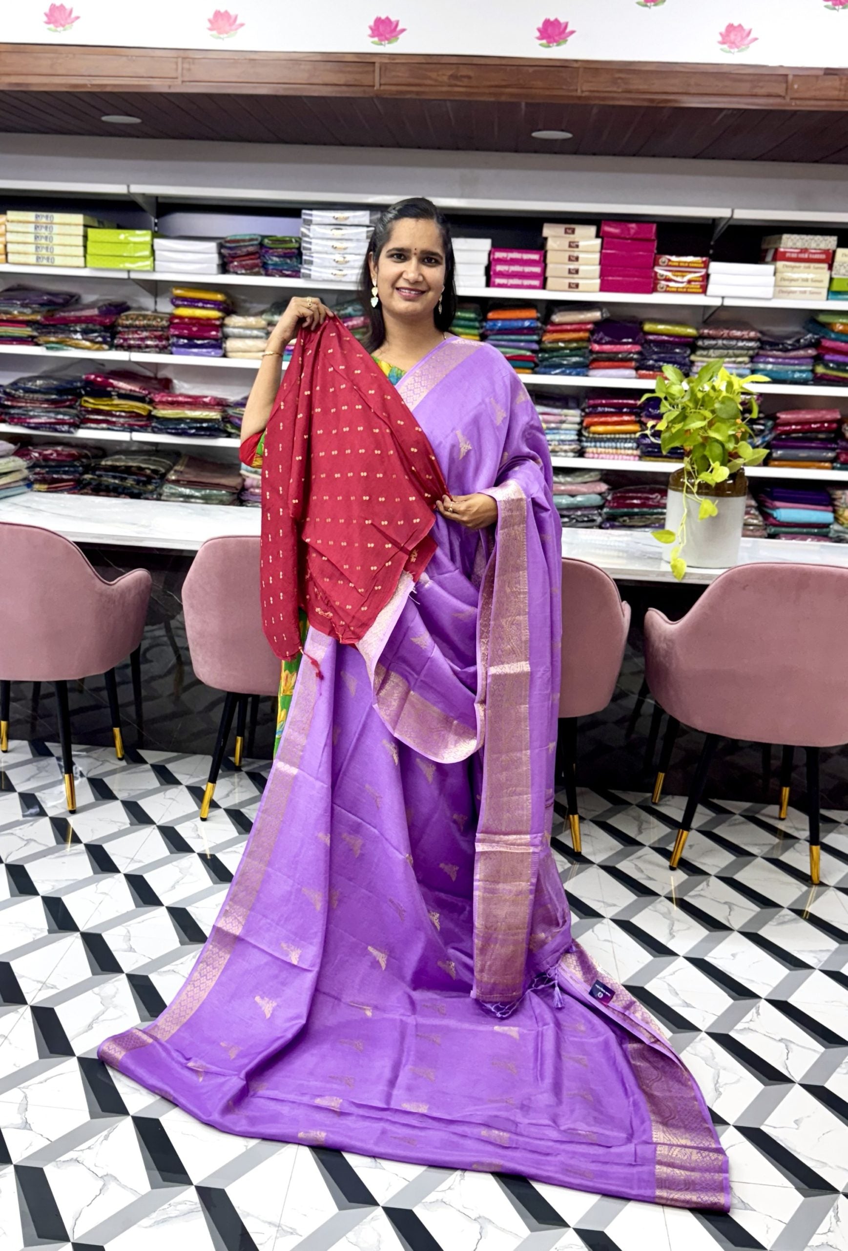 Lavender Soft Tussar Saree