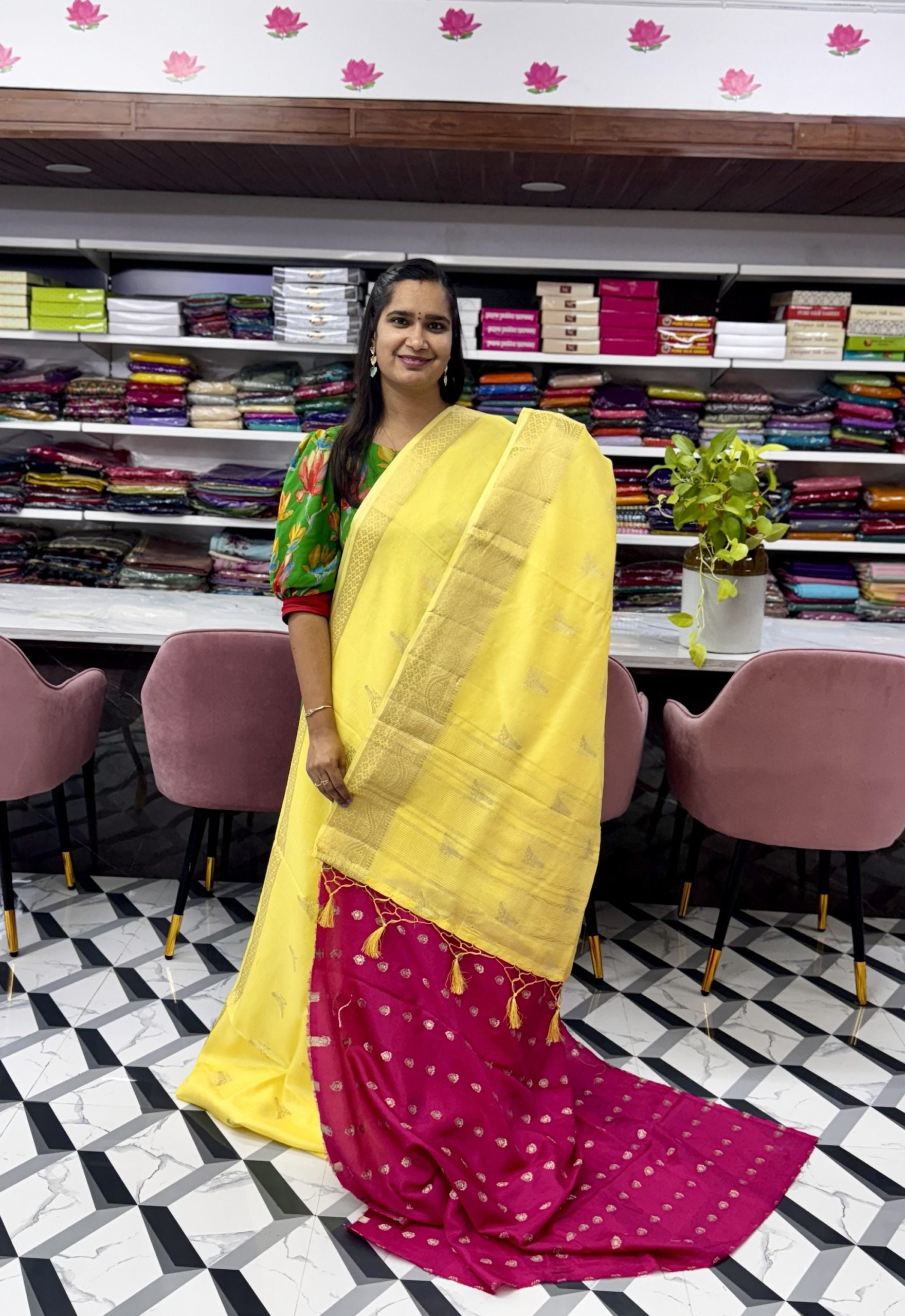 Yellow Soft Tussar Saree