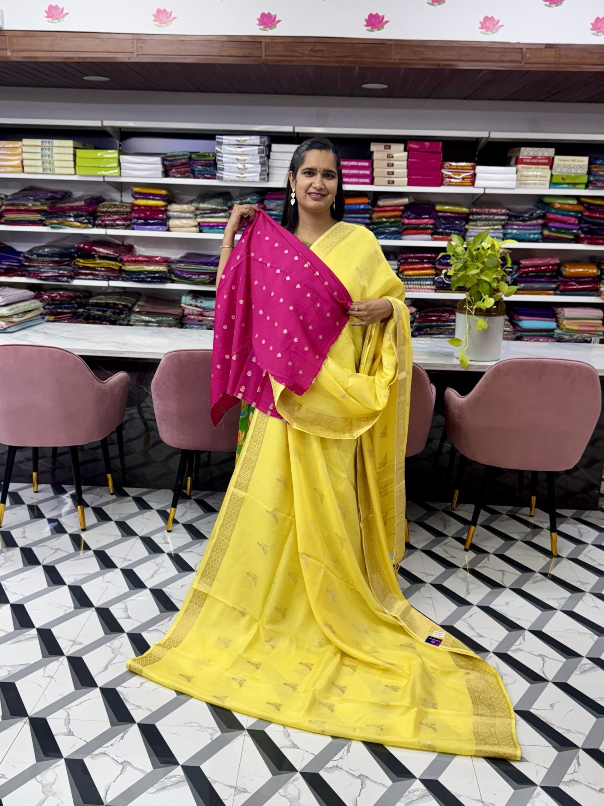 Yellow Soft Tussar Saree