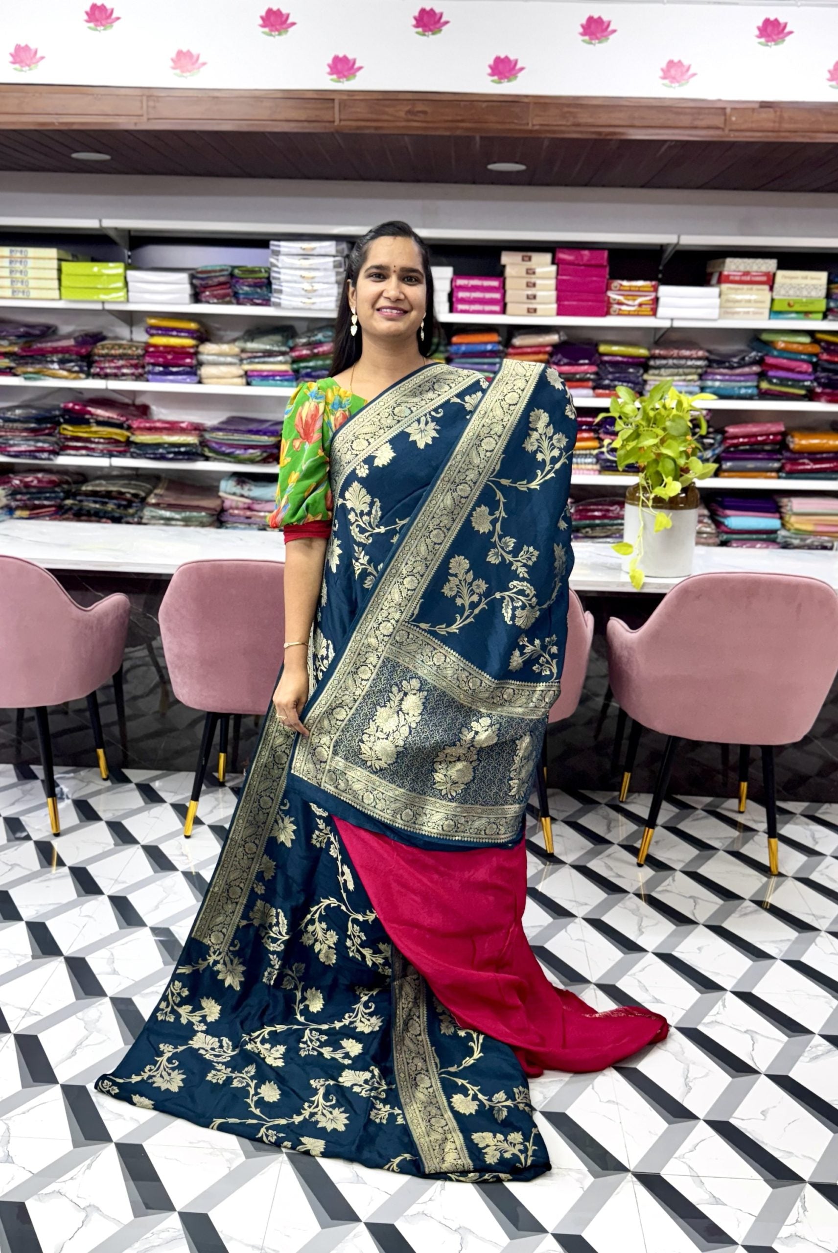 Teal Blue Banarasi Munga Silk Saree