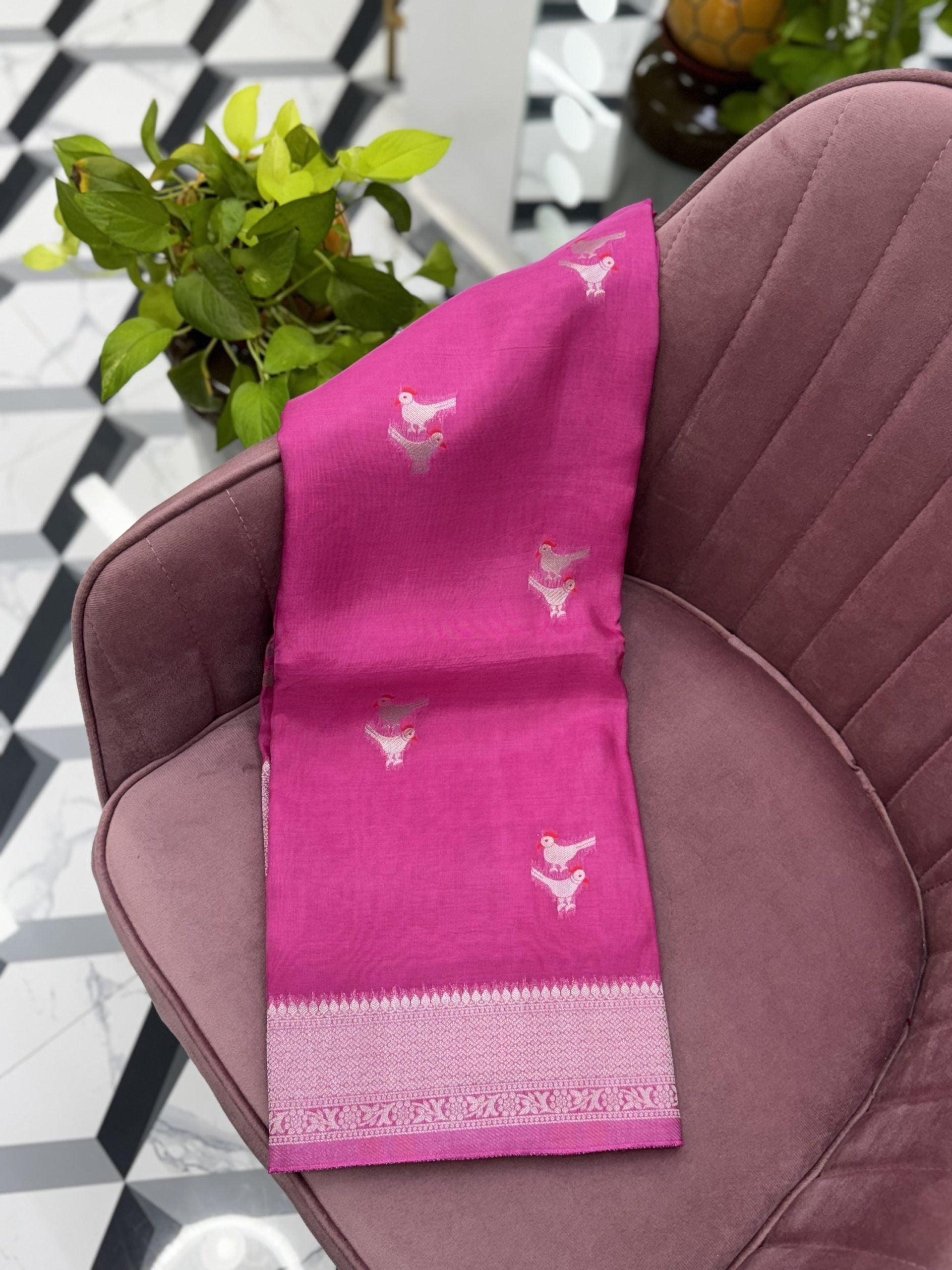 Pink Premium Organza Saree