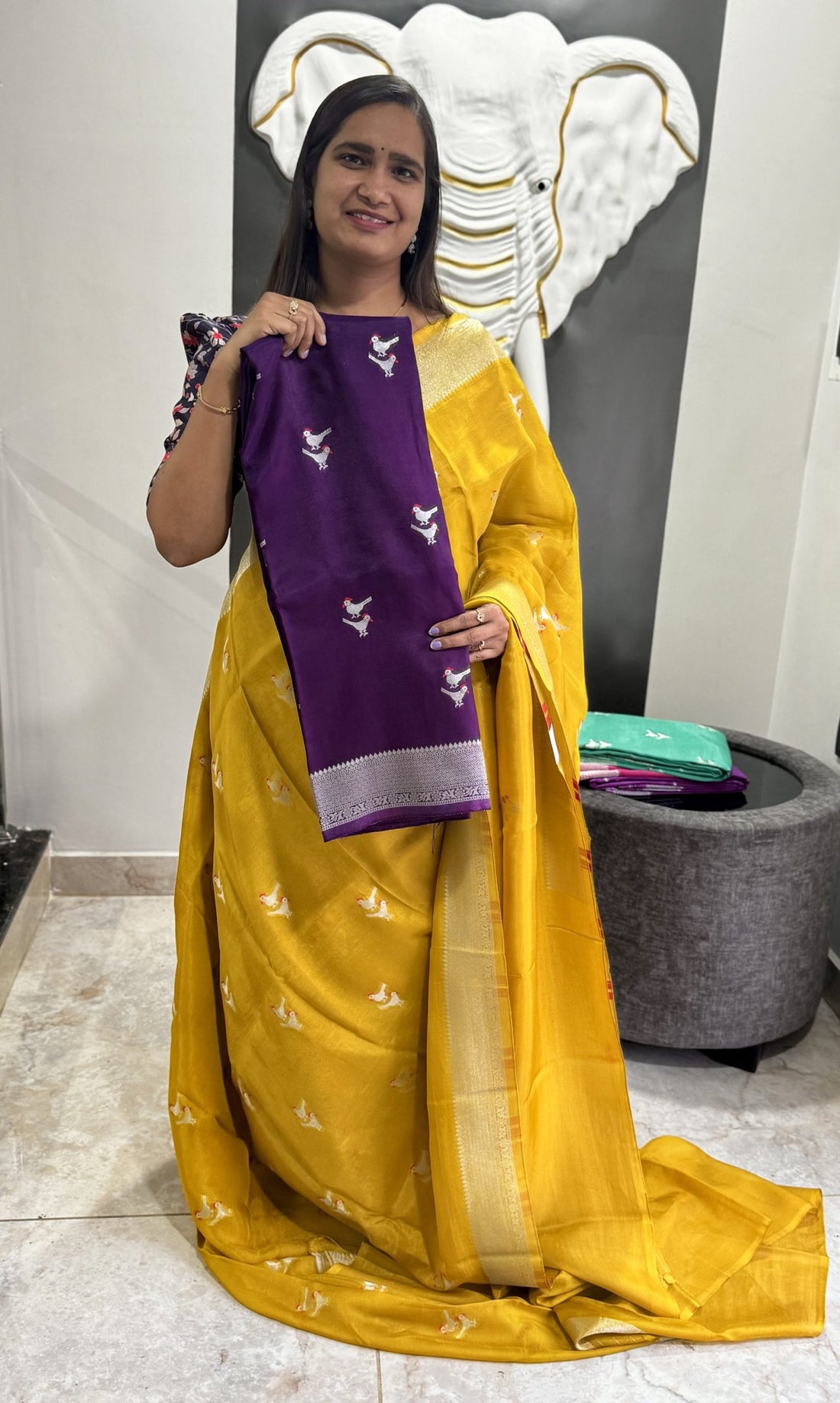 Purple Premium Organza Saree