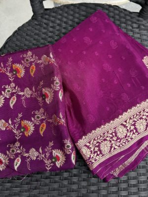 Magenta Semi Crepe Silk Saree