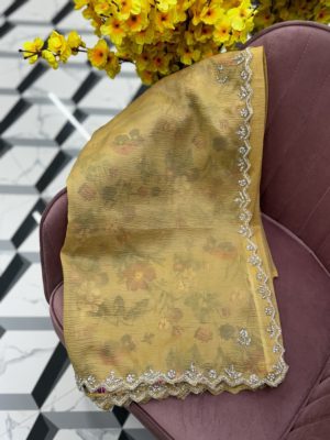 Yellow Crush Tissue Saree
