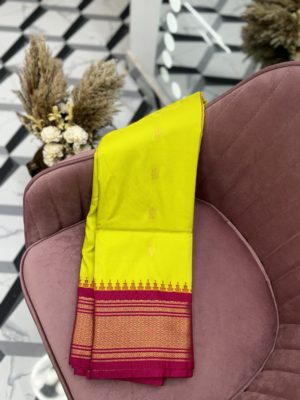 Yellow Semi Gadwal Saree