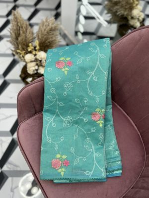 Turquoise Blue Fancy Kota Saree