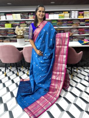 Blue Mangalagiri Saree