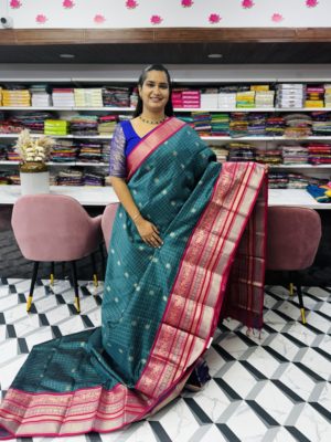Teal Green Mangalagiri Saree