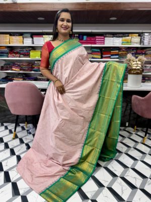 Baby Pink Semi Gadwal Saree
