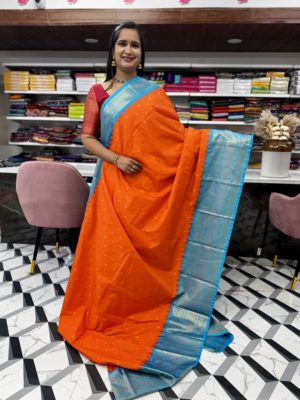 Orange Semi Gadwal Saree