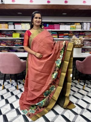 Brown Fancy Tussar Saree