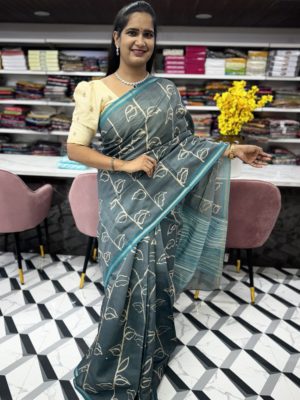 Grey Fancy Chanderi Saree