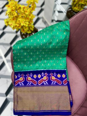 Sea green Pure Handloom Ikkat Patola Saree