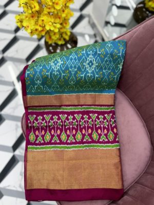 Sea green Pure Handloom Ikkat Patola Saree
