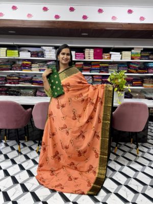 Orange Mysore Silk Saree