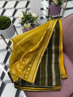 Yellow Premium Organza Saree