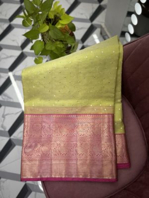 Green Kota Saree with Kanchi Border