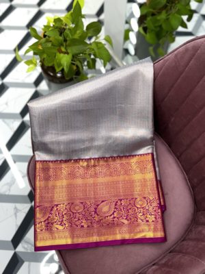 Grey Semi Kanchi Saree