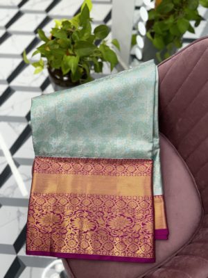 Sea Blue Semi Kanchi Saree