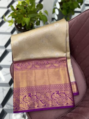 Golden Semi Kanchi Saree