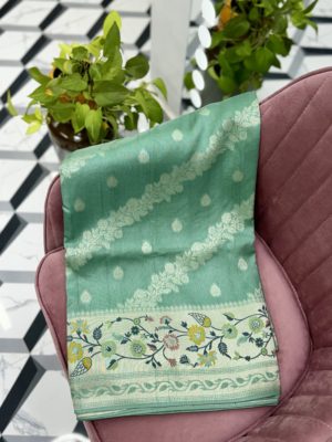 Sea Green Munga Tussar Saree