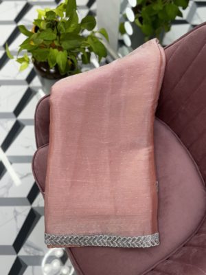 Peach Fancy Work Saree