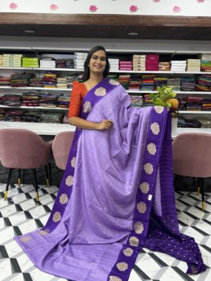 Purple Munga Silk Saree
