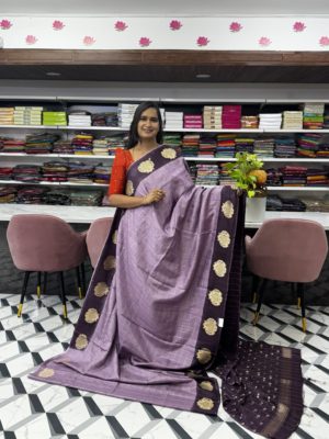 Lavender Munga Silk Saree