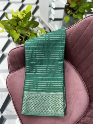 Green Semi Mysore Crepe Saree