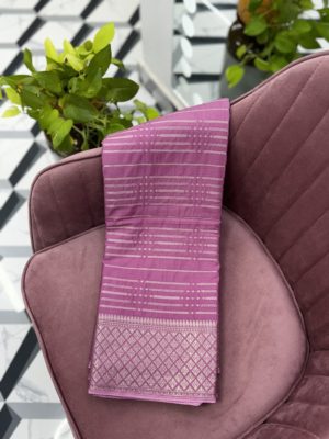 Mauve Semi Mysore Crepe Saree