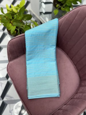 Sky Blue Semi Mysore Crepe Saree