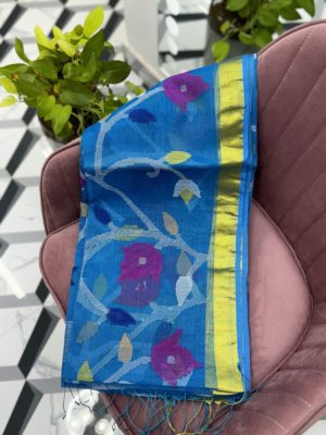 Sky Blue Pure Jamdani Saree