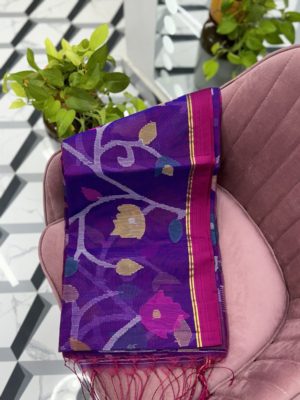 Purple Pure Jamdani Saree