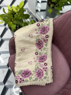 Cream Fancy Tussar Saree