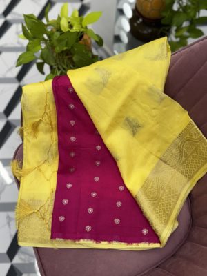 Yellow Soft Tussar Saree