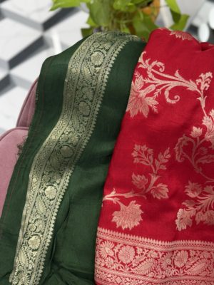 Red Banarasi Munga Silk Saree