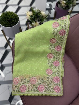 Green Premium Organza Saree