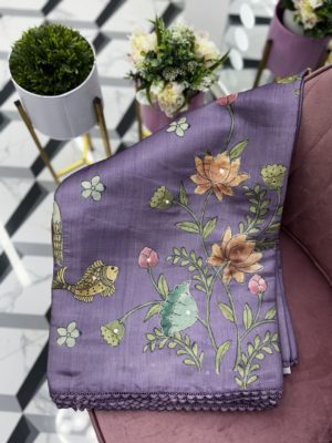 Lavender Soft Tussar Saree
