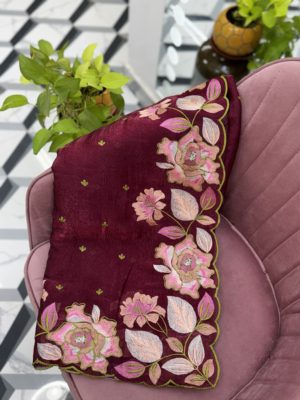 Maroon Crush Glass Tissue Saree