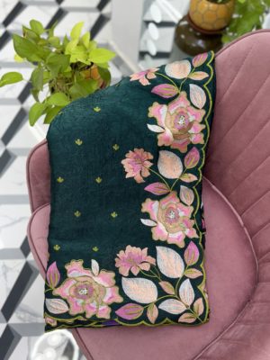 Green Crush Glass Tissue Saree