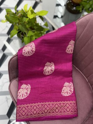 Pink Elephant Dola Silk Saree