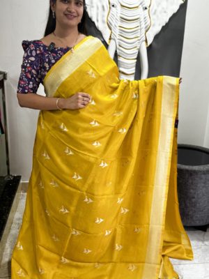 Yellow Premium Organza Saree