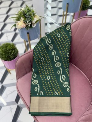 Green Bandhini Printed Saree